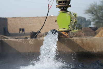 Close-up of water splashing on boat