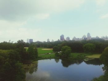 Scenic view of river in park