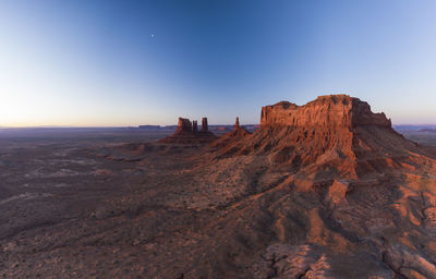 Aerial panoramas of desert landscape of iconic monument valley i