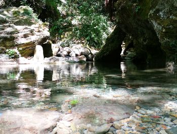 Scenic view of rock formation in water