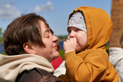 Portrait of mother and son