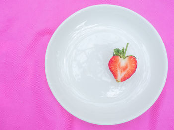 High angle view of strawberry in plate