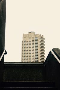 Low angle view of buildings against clear sky