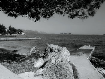 Scenic view of sea against clear sky