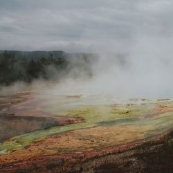 Scenic view of landscape against cloudy sky