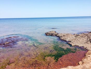 Scenic view of sea against clear sky