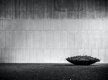 View of empty container on floor against wall