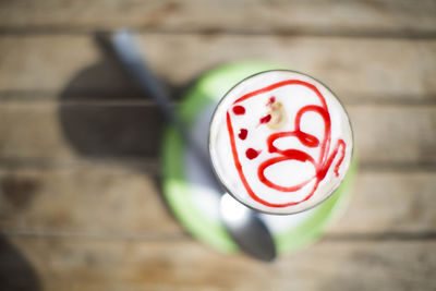 Close-up of coffee cup on table