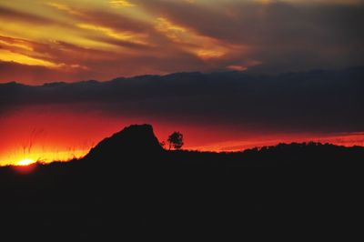 Silhouette mountains against sky at sunset