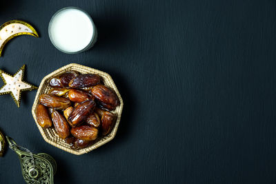 High angle view of dried fruits on table