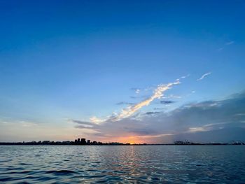 Sunset in the city of dakar from the sea.