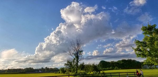 Panoramic view of field against sky