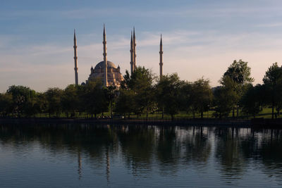 View of river with buildings in background