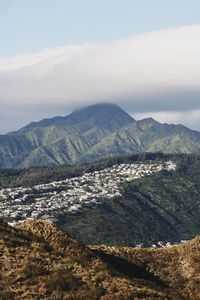 Aerial view of a mountain range