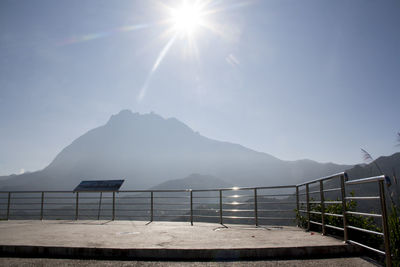 Scenic view of mountains against sky on sunny day