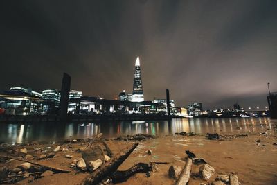 Illuminated cityscape at night