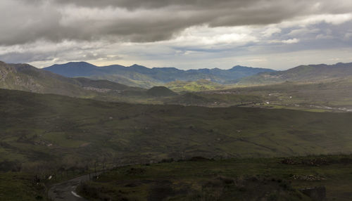 Scenic view of mountains against sky