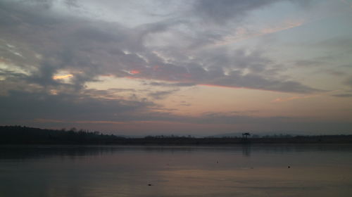 Scenic view of silhouette landscape against sky during sunset