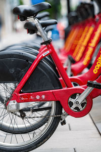 Close-up of bicycle on road