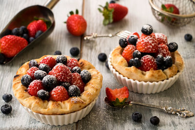 Close-up of strawberries on table