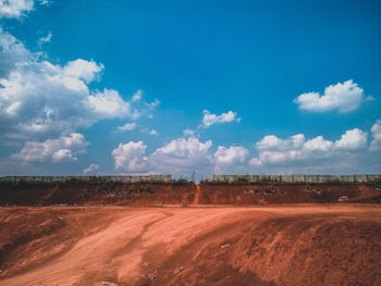 Scenic view of field against blue sky