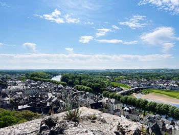 High angle view of townscape against sky