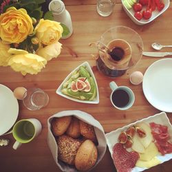 Close-up of food served on table