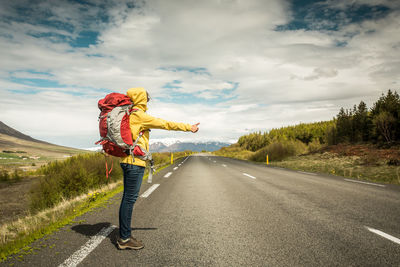 Beautiful backpacker tourist in iceland