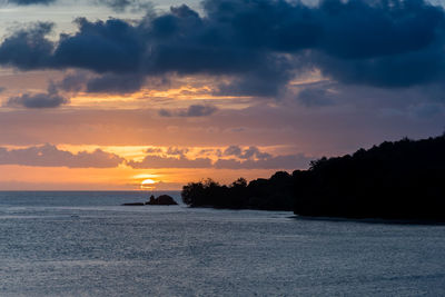 Scenic view of sea against sky at sunset