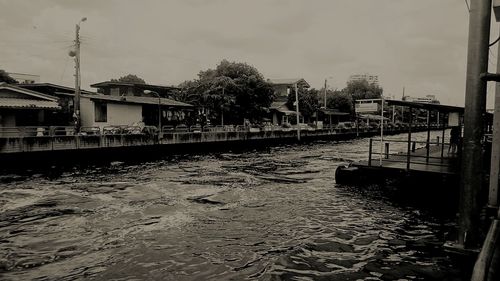 View of town with river in background