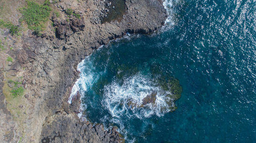 High angle view of sea waves