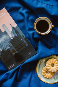 High angle view of coffee on table