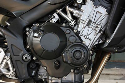 Close-up of motorcycle engine