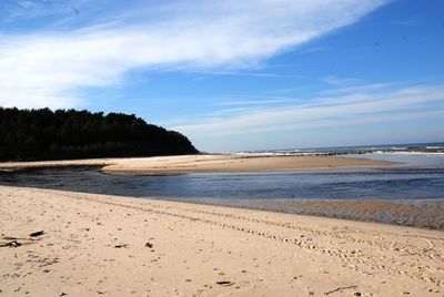 Scenic view of beach against sky