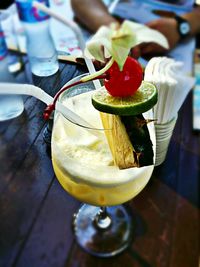 Close-up of beer in glass