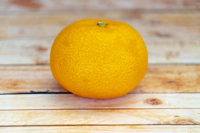 Close-up of orange on table