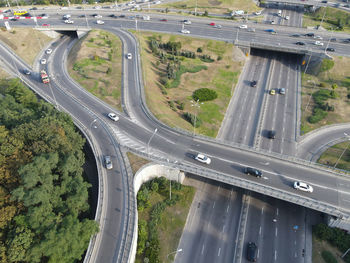 High angle view of highway in city