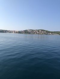 Scenic view of sea against clear sky