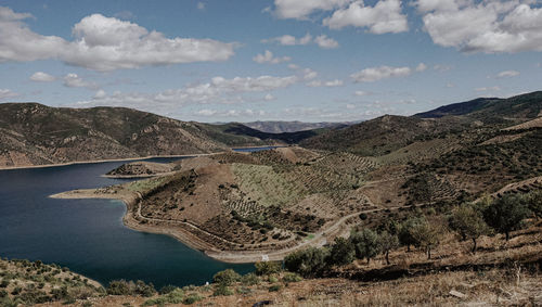 Scenic view of land against sky