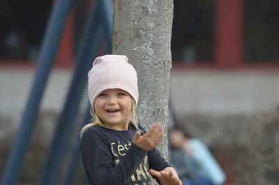 Portrait of smiling girl at park