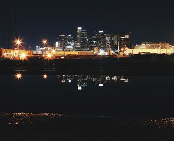 Illuminated cityscape at night