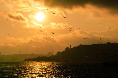 Scenic view of sea at sunset