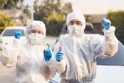 Team doctor wearing ppe to fight the coronavirus, warrior covid medicine concept person