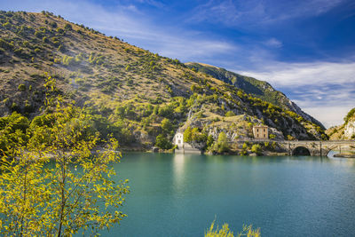 Scenic view of lake against sky