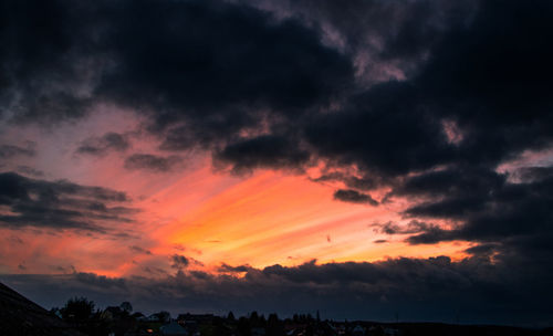 Scenic view of dramatic sky during sunset