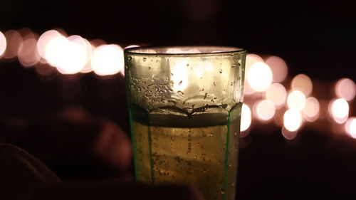 Close-up of beer glass