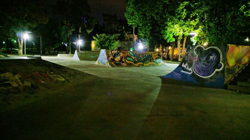 Street in park at night