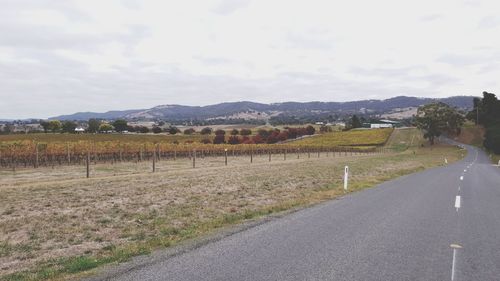 Road amidst field against sky