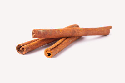 Close-up of bread against white background