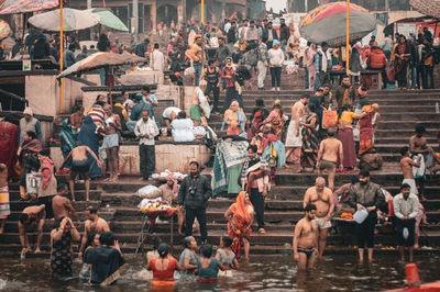 Group of people at market